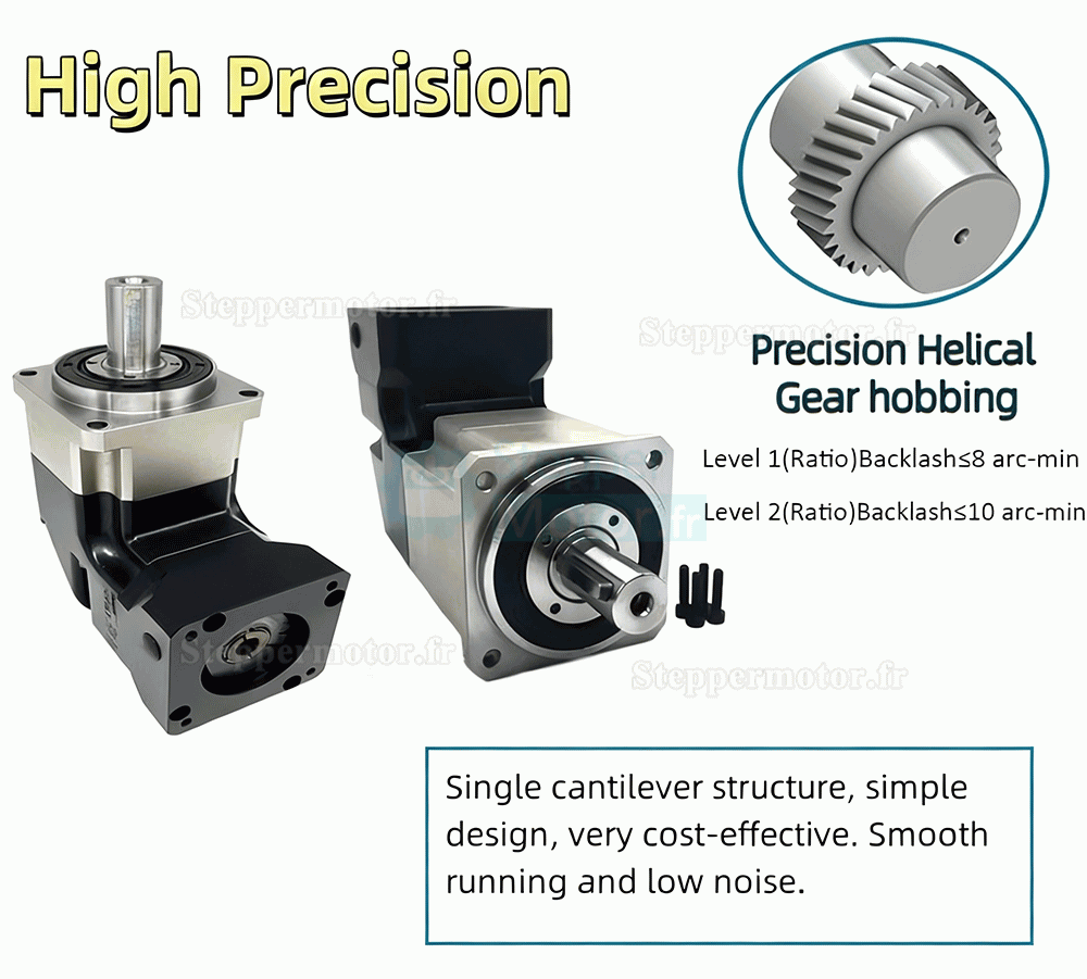 R&eacute;ducteur plan&eacute;taire &agrave; angle droit s&eacute;rie PLMG060 rapport 3:1 &agrave; 100:1 pour moteurs pas &agrave; pas NEMA 23 / servomoteurs de 60 mm